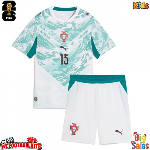 Portugal Joao Neves #15 Replica Away Stadium Kit for Kids World Cup 2026 Short Sleeve (+ pants)